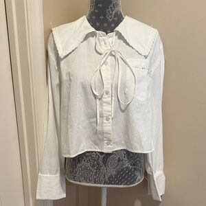 Kyra White Women's Top with Lace Collar size medium
